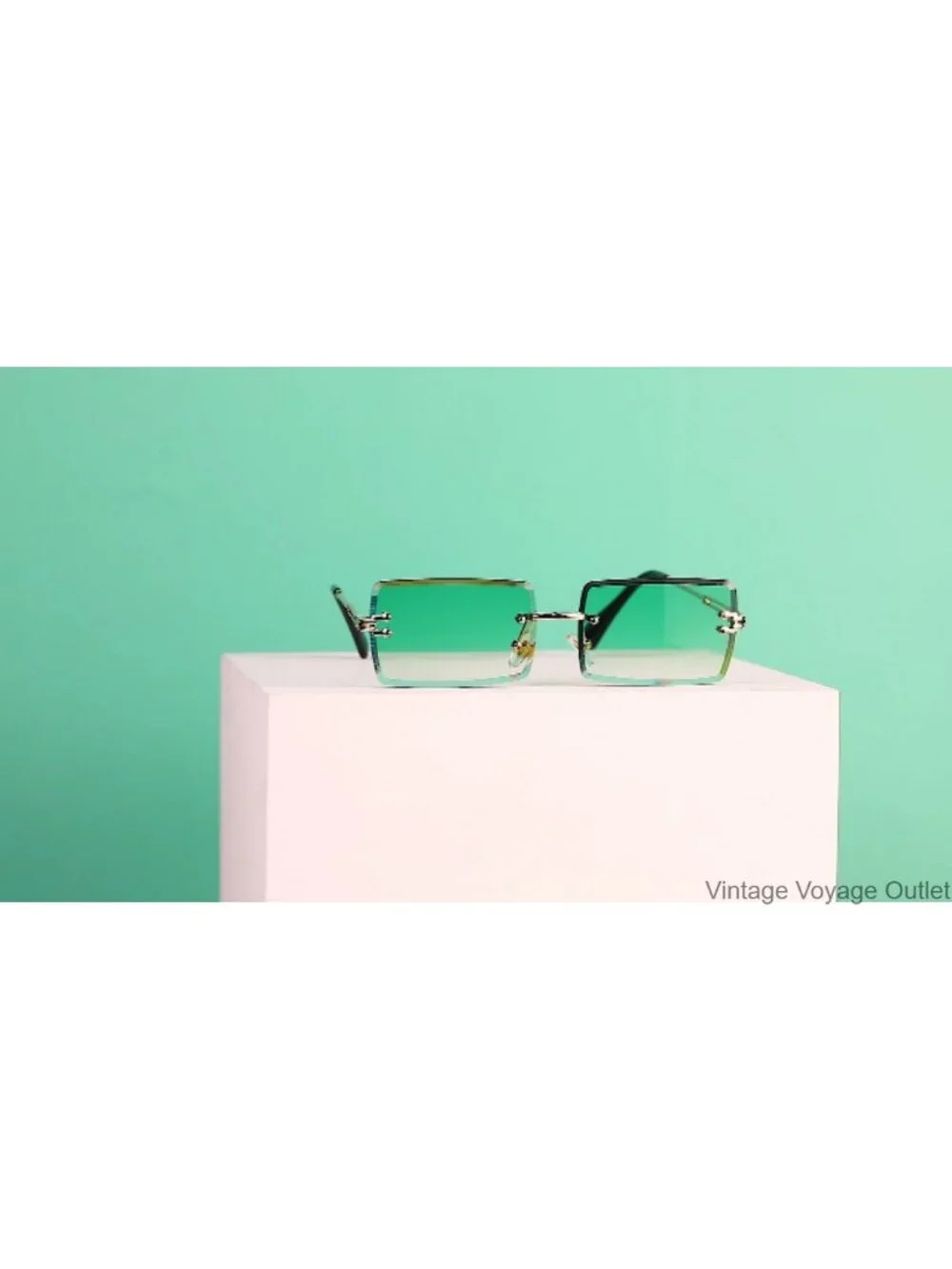 4 Pairs Rimless Rectangle Sunglasses Metal Frame UV Protection